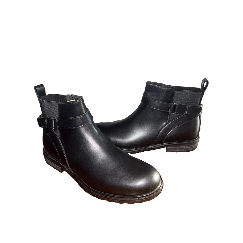 Sonoma Aarie Women's 9.5 Black Ankle Boots Memory Foam Buckle Zip NIB